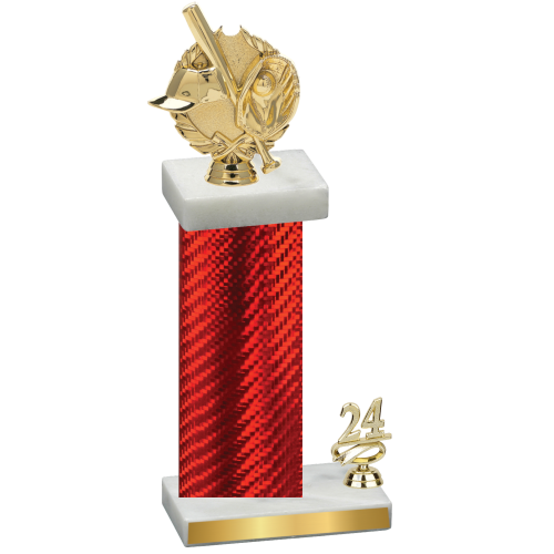 Accented Single Red Carbon Fiber Year Baseball Trophy