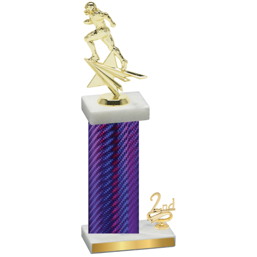 Accented Single Purple Carbon Fiber Second Place Football Trophy