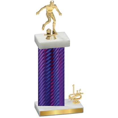 Accented Single Purple Carbon Fiber First Place Soccer Trophy