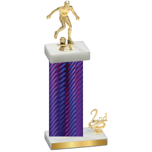 Accented Single Purple Carbon Fiber Second Place Soccer Trophy