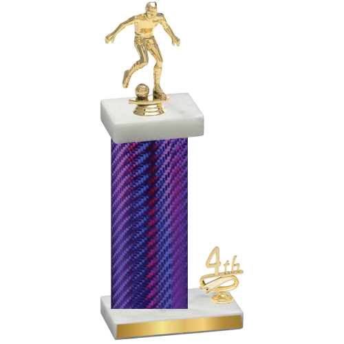 Accented Single Purple Carbon Fiber Fourth Place Soccer Trophy