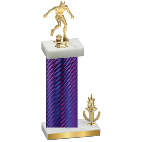 Accented Single Purple Carbon Fiber Victory Soccer Trophy