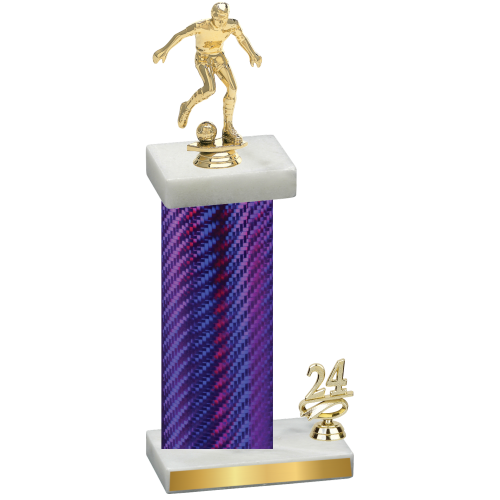 Accented Single Purple Carbon Fiber Year Soccer Trophy