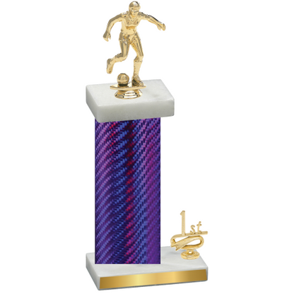 Accented Single Purple Carbon Fiber First Place Soccer Trophy