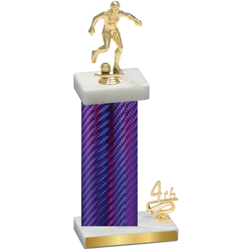 Accented Single Purple Carbon Fiber Fourth Place Soccer Trophy