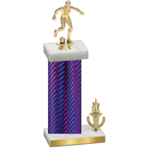 Accented Single Purple Carbon Fiber Victory Soccer Trophy