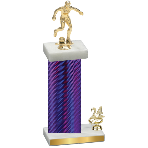 Accented Single Purple Carbon Fiber Year Soccer Trophy