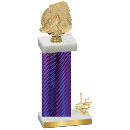 Accented Single Purple Carbon Fiber First Place Soccer Trophy