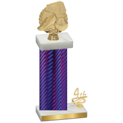 Accented Single Purple Carbon Fiber Fourth Place Soccer Trophy