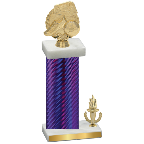 Accented Single Purple Carbon Fiber Victory Soccer Trophy