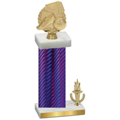 Accented Single Purple Carbon Fiber Victory Soccer Trophy