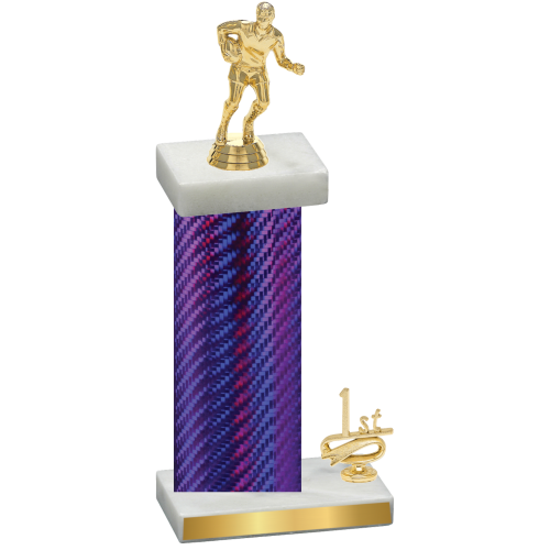 Accented Single Purple Carbon Fiber First Place Rugby Trophy