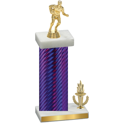 Accented Single Purple Carbon Fiber Victory Rugby Trophy