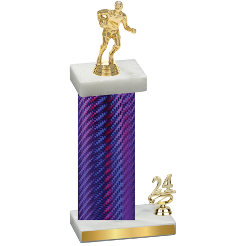 Accented Single Purple Carbon Fiber Year Rugby Trophy