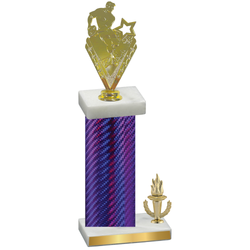 Accented Single Purple Carbon Fiber Victory Rugby Trophy