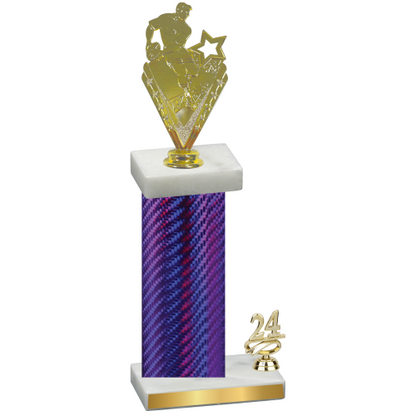 Accented Single Purple Carbon Fiber Year Rugby Trophy