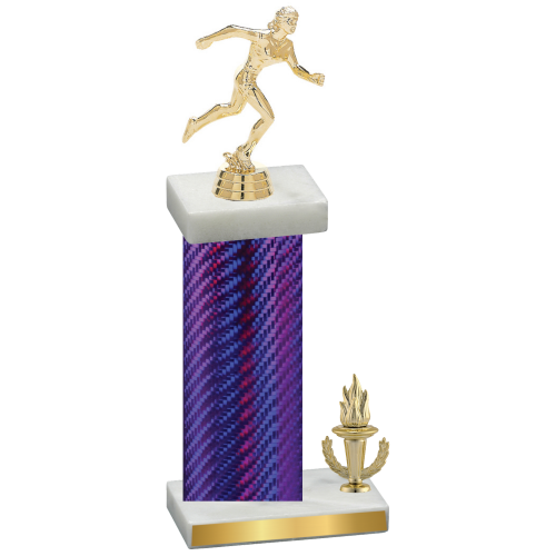 Accented Single Purple Carbon Fiber Victory Running Trophy