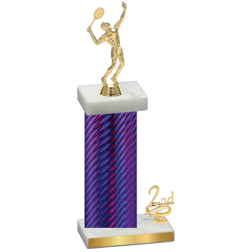 Accented Single Purple Carbon Fiber Second Place Tennis Trophy