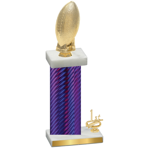 Accented Single Purple Carbon Fiber First Place Football Trophy
