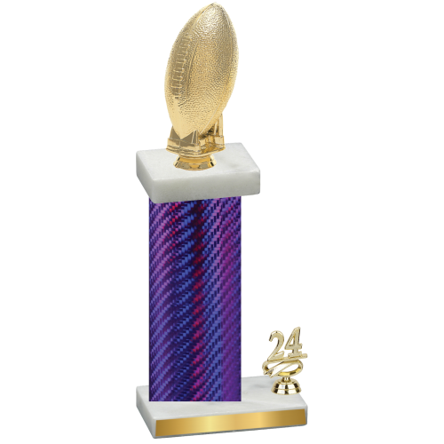 Accented Single Purple Carbon Fiber Year Football Trophy