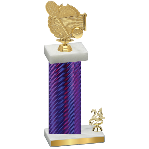 Accented Single Purple Carbon Fiber Year Tennis Trophy