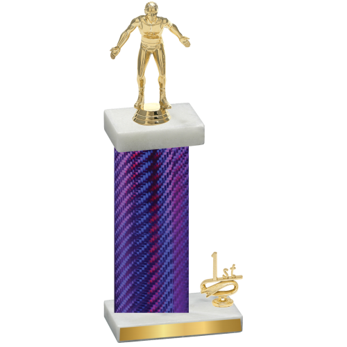 Accented Single Purple Carbon Fiber First Place Wrestling Trophy