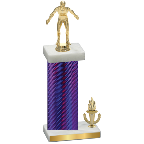 Accented Single Purple Carbon Fiber Victory Wrestling Trophy