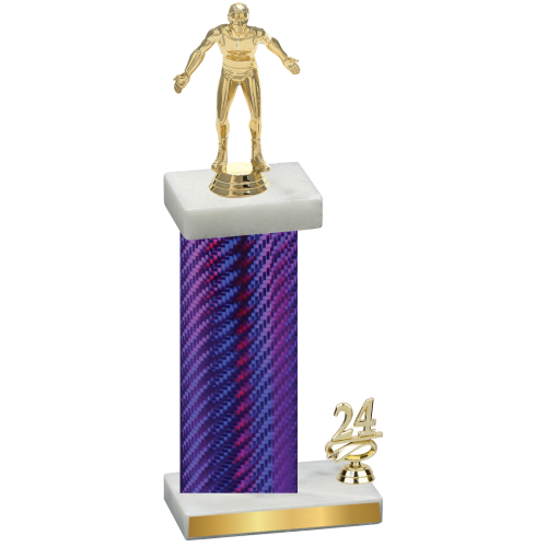 Accented Single Purple Carbon Fiber Year Wrestling Trophy