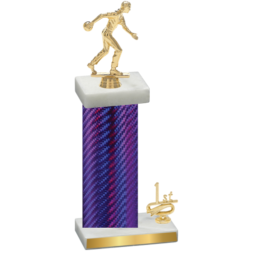 Accented Single Purple Carbon Fiber First Place Bowling Trophy