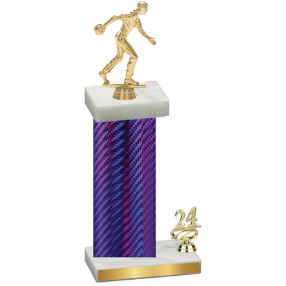 Accented Single Purple Carbon Fiber Year Bowling Trophy