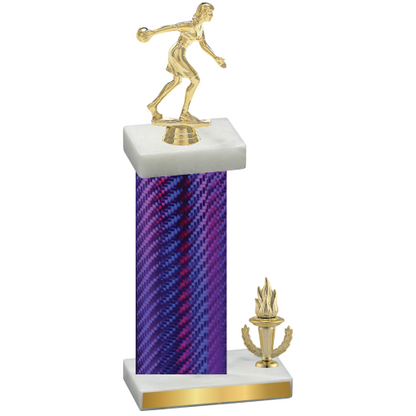 Accented Single Purple Carbon Fiber Victory Bowling Trophy