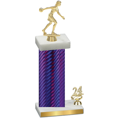 Accented Single Purple Carbon Fiber Year Bowling Trophy