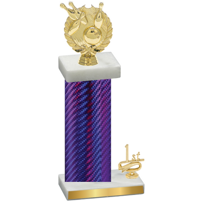 Accented Single Purple Carbon Fiber First Place Bowling Trophy