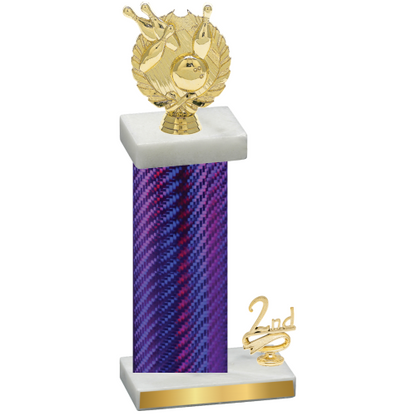 Accented Single Purple Carbon Fiber Second Place Bowling Trophy