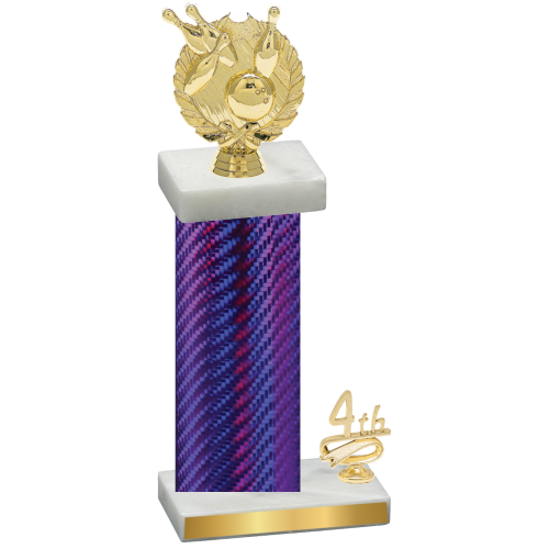 Accented Single Purple Carbon Fiber Fourth Place Bowling Trophy