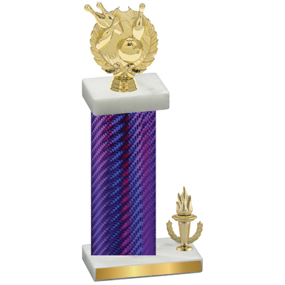 Accented Single Purple Carbon Fiber Victory Bowling Trophy