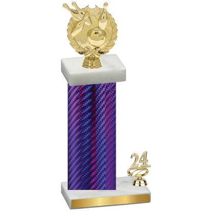 Accented Single Purple Carbon Fiber Year Bowling Trophy