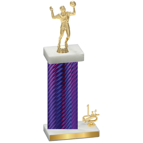 Accented Single Purple Carbon Fiber First Place Volleyball Trophy