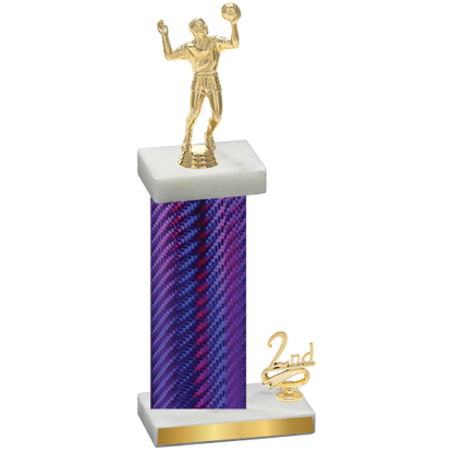 Accented Single Purple Carbon Fiber Second Place Volleyball Trophy