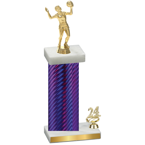 Accented Single Purple Carbon Fiber Year Volleyball Trophy