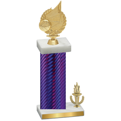 Accented Single Purple Carbon Fiber Victory Volleyball Trophy