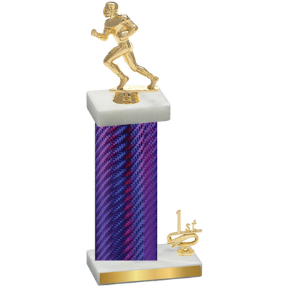 Accented Single Purple Carbon Fiber First Place Football Trophy