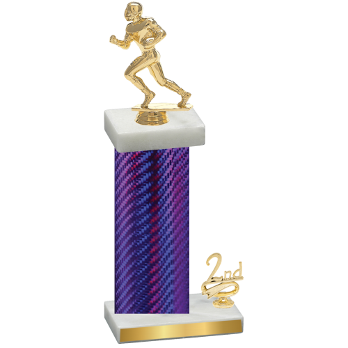 Accented Single Purple Carbon Fiber Second Place Football Trophy