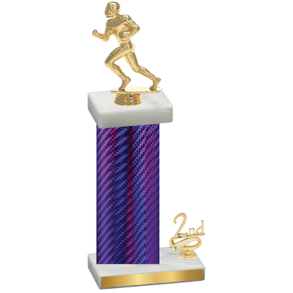 Accented Single Purple Carbon Fiber Second Place Football Trophy