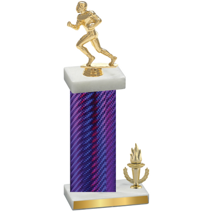 Accented Single Purple Carbon Fiber Victory Football Trophy