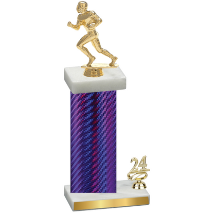 Accented Single Purple Carbon Fiber Year Football Trophy