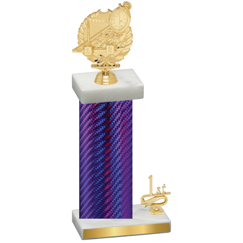 Accented Single Purple Carbon Fiber First Place Swimming Trophy