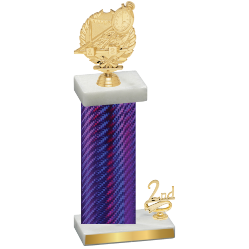 Accented Single Purple Carbon Fiber Second Place Swimming Trophy