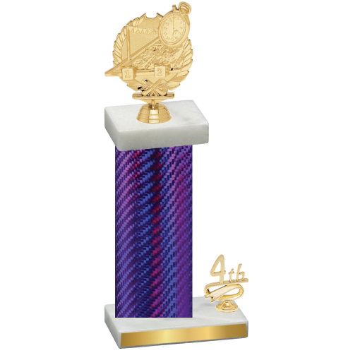 Accented Single Purple Carbon Fiber Fourth Place Swimming Trophy