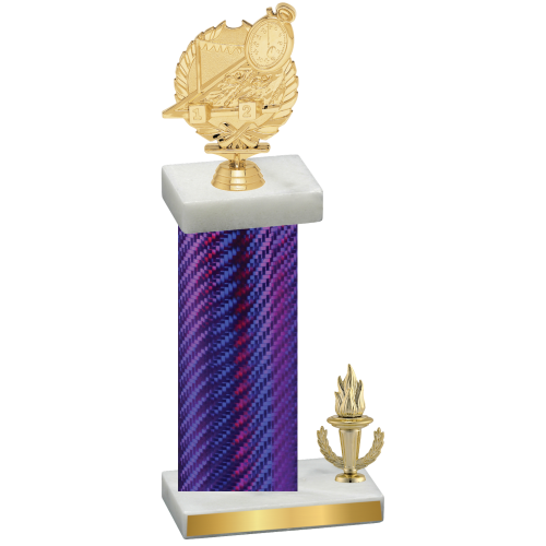 Accented Single Purple Carbon Fiber Victory Swimming Trophy